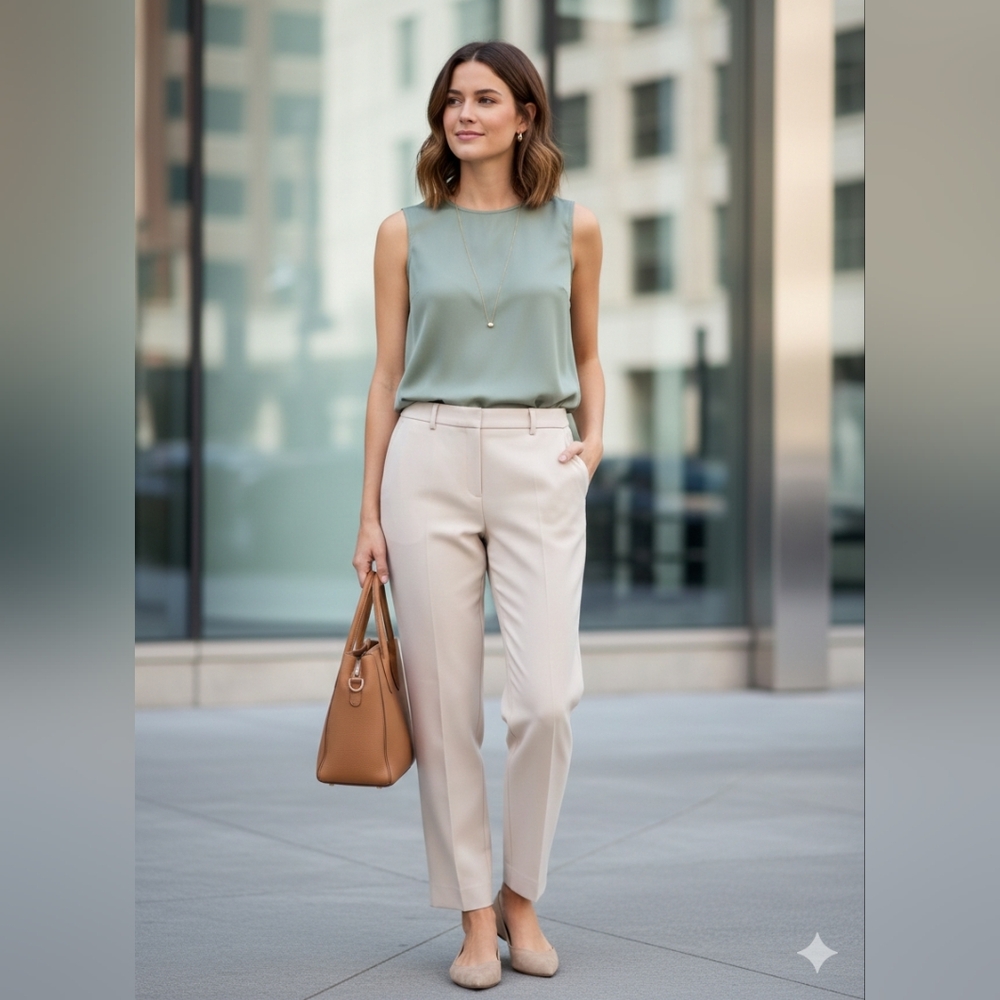 J. Crew Essential Pant in Crepe – Cashew/ Cream – Size 6